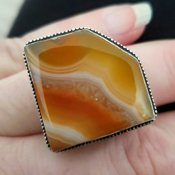 New Botswana Agate 925 Silver Statement Ring. - Picture 12 of 15